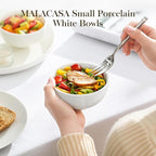 MALACASA Small White Bowls Set of 8, 10 Oz Ice Cream Bowls - Little Ceramic Bowls for Bouillon,Side Dishes, Dessert, Oatmeal, Fruit, Portion Control - Dishwasher & Microwave Safe.