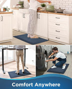 Ophanie Kitchen Mats for Floor, 3/4 inch Thick, Anti Fatigue Cushioned Mat, Kitchen Rugs, Waterproof, Comfort Ergonomic Standing Mat for Office, Home, Sink, 20x32 Blue Non-Slip Ridged Bottom