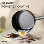 JEETEE Titanium Sauce Pan with Lid, 3 QT Non Stick Cooking Pots, Oven & Dishwasher Safe, Ideal for Sauces Soups and Heating Milk, PFOA/PFAS Free (Gray)