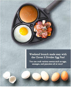 Kitchen Flower Cookin Clover 3 Divider Non Stick Egg Frying Pan (22cm x 21cm)