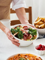 DOWAN 58.5 OZ Large Ceramic Salad Bowls Set of 4 - Microwave & Dishwasher Safe, Ideal for Salad, Fruit, Pasta, Snacks, Oatmeal - Soup Bowls Set for Restaurant, Party, Daily Use, Wedding, Soft White