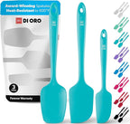 DI ORO Silicone Spatula Set - Rubber Kitchen Spatulas for Baking, Cooking, & Mixing - 600°F Heat-Resistant & BPA Free Silicone Scraper Spatulas for Nonstick Cookware - Dishwasher Safe (3pc, Teal)