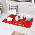 Silicone Dish Drying Mat for Multiple Usage,Easy clean,Eco-friendly,Heat-resistant Silicone Mat for Kitchen Counter or Sink,Refrigerator or Drawer Liner Red 3XL 28 inches x 18 inches