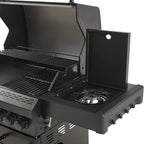 4 Burner Gas Grill Cast Iron Griddle Grill Combo, BBQ Propane Grills with Side Burner 50000BTU Heavy Duty Barbucue Grill With Cover, Black