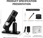 Electric Burr Coffee Grinder - Stepless Adjustment Electric Espresso Grinder with CNC Stainless Steel Conical Burr and Magnetic Lid & Dosing Cup (Black)