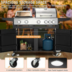 MELLCOM 3 IN 1 Pizza Griddle Grill Combo, 74,000 BTU 5 Burner Stainless Steel Propane Gas Grill with Side Burner,Pizza Oven, Griddle and Porcelain Enameled Cast Iron Grates for Outdoor Patio Backyard