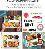 Bento Box Lunch-Box with Bag and Ice Pack, Insulated Lunch Bag and Snack Container Set for Kids Boys Girls Adults. 6 Compartments, Divided Portion Containers, Boxes for School Lunches, Teal