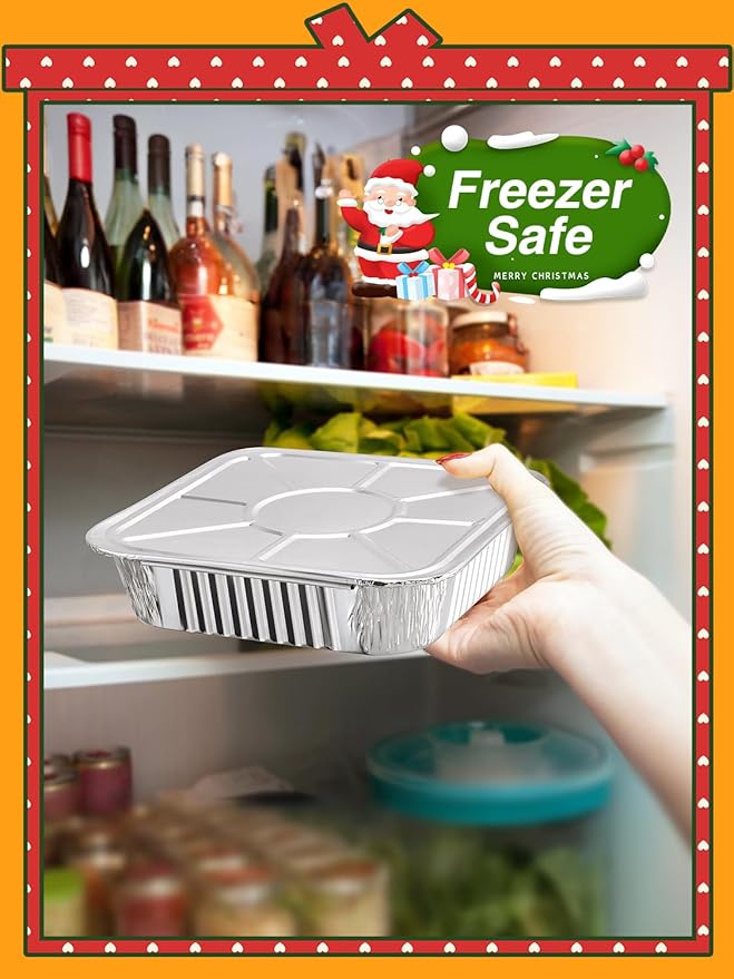 24 Pack Disposable Aluminum Pans with Lids Combo Set- 12 Large 9x13 Foil Pans Half Size & 12 Small 8x8 Tin Foil Baking Pans, Tin Trays Containers for Meal Prep, Food Cooking, Roasting, Heating