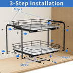 2-Tier Spice Rack Organizer, Pull Out Spice Rack for Cabinet, Height Adjustable Heavy Duty Metal Basket for Inside Cabinet & Pantry (11.5''Wx10.5''Dx9.5''H)