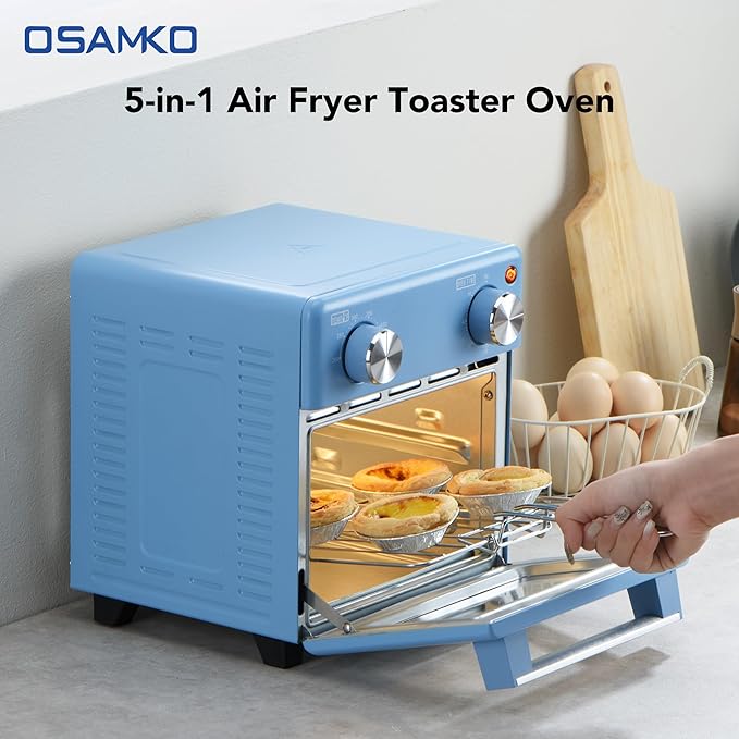 5-in-1 Air Fryer Toaster Oven Combo, 8.5 QT Air Fryer Convection Toaster with Fast Preheat, Air Fry, Bake, Grill, Broil, Heat, Blue