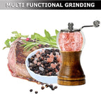 Pepper Mill Classical Roast Black Manual Wood Pepper Grinder Set, Zinc Alloy Handle Shakers Adjustable Coarseness Retro Style Wood Salt & Pepper Mill Sets，Enjoy Fresh Pepper (2pcs-5in)