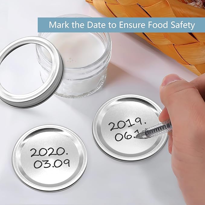 52Set/104Pcs (70 mm/2.76 In) Canning Lids with Rings Regular Mouth, Leak Proof Split-Type Metal Canning Jar Lids for Ball/Kerr Jars, Food Grade Material, 100% Fit & Airtight for Regular Mason Jar Lids