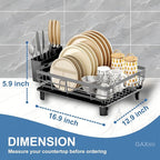GAXmi Dish Drying Rack Over The Sink Drainer with Drainboard Utensil Holder, 1-Tier Grey