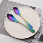Luxury 18/10 Stainless Steel Matte Rainbow Colorful Flatware Set - Silverware Cutlery Utensil Set Steak Knife Spoon and Fork Knife Serving Set, Service for 1 (6-Piece)