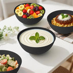 Unbreakable Cereal Bowls 40 OZ, Wheat Straw Bowls Set of 6 with Unique Pattern, Reusable Plastic Bowl for Cereal, Soup, Salad and Ramen, Indoor & Outdoor Essentials, Black