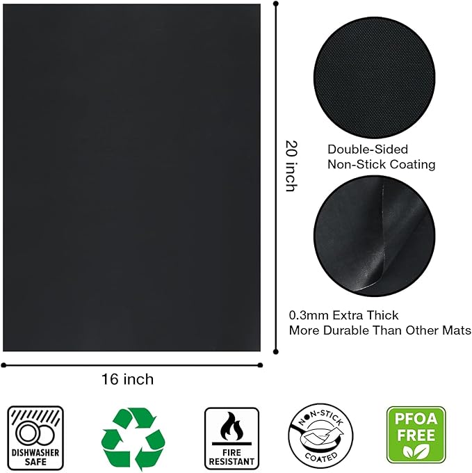 Oven Liners for Bottom of Oven/Electric Oven/Gas Oven/Toaster Oven,Nonstick Oven Mat for Bottom of Oven Heavy Duty Resuable Oven Protector BPA&PFOA Free Baking Cooking Supplies,3 Pack,16x20 IN