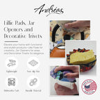 Andreas Silicone JO-429 Non-Slip 6.25" Jar Opener, Easy Lid Opener, Made with Silicone and Fabric, Dishwasher Safe, Garlic Peeler, Flourish Peacock, 6.25 inch