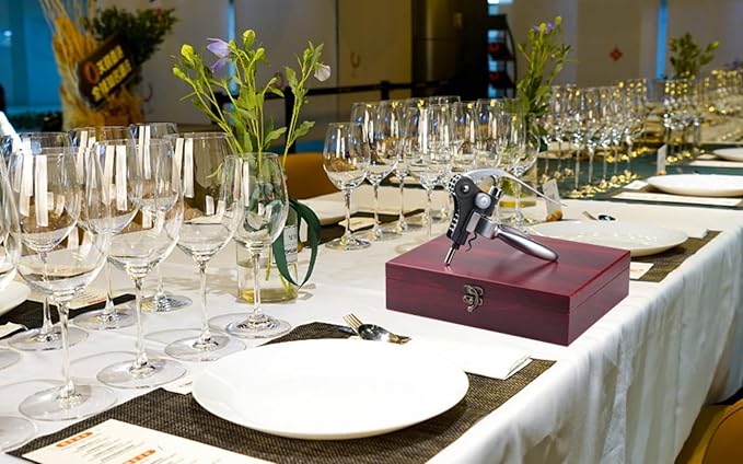 Wine Opener Set,Wine Bottle Opener Including Foil Cutter, Bottle Stopper Pourer and Extra Spiral,Wine Corkscrew Set,Gift box Opener Kit.