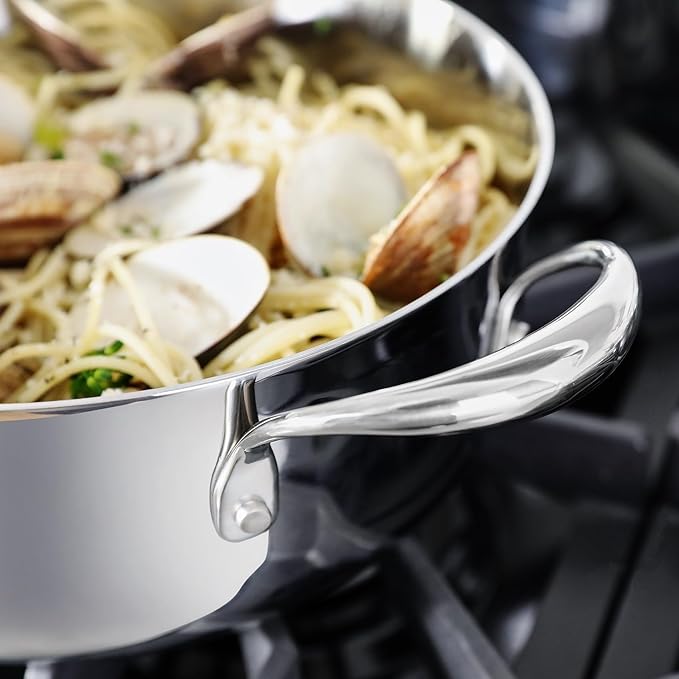 KEAWELL K3 Premium 4-Quart Tri-Ply Stainless Steel Sauté Pan with Lid, Induction & Oven Safe up to 600°F, Even Heating, Professional Cookware for All Stovetops (4-Qt)