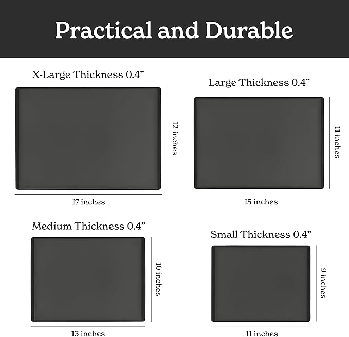 SMIRLY Plastic Cutting Board Set with Holder 4 Pieces, Non-Slip Dishwasher Safe Chopping Boards for Kitchen, Dark Grey