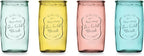 Glaver's Colored Glassware, Ice Cold Drinking Glasses Set of 4 – 18 Oz Vintage Glass Cups for Kitchen, Dining Table – Multi- Colors Glass Tumblers. Hand Wash.