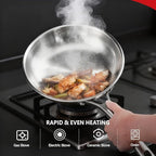 ROVSUN 8-10-12 Inch Stainless Steel Cookware Set, Tri-Ply Skillets Set with Lids, Full Clad Stainless Steel Chef's Pan, PFOA & PTFE Free Skillets, Compatible for All Cooktops, Dishwasher & Oven Safe