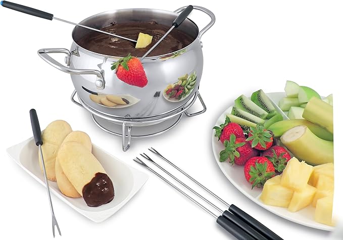 Swissmar Mont Brule 9 Pieces Electric Fondue Set - Perfect Cheese & Chocolate Melting Pot for Dipping - Versatile Fondue Maker & Ideal Gift for Entertaining, Weddings, or Housewarming - 2.1Q / 2L