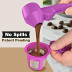 Coffee Scoop & Funnel for Reusable K Cup Refillable Coffee Pods, Coffee Measuring Spoon 2 Tablespoon Capacity, Scoop with Funnel for Ground Coffee, Protein Powder, Tea (Purple, 1 Pack)