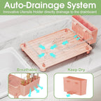 Pink Dish Drying Rack - Space-Saving Dish Rack,Dish Racks for Kitchen Counter with Drainboard, Birthday Christmas Day Mothers Day Thanksgiving Gifts for Mom Grandma Wife Kitchen Enthusiasts