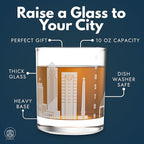 Greenline Goods – Houston, TX Skyline Whiskey Glasses (Set of 2), 10 oz – Rocks/Old Fashioned Tumblers