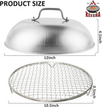 Cooling Racks Set with 2 x Dish Racks, 1 x 12" Basting Cover Dome and 2 x Oil Bottle, Premium 304 Stainless Steel Steamer & Canning Rack for Cooking and Baking