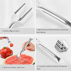 Watermelon Fork Slicer Cutter 2 in 1 & Melon Baller Scoop Set - Stainless Steel Fruits Cutter Kit, Fruit Carving Tools Watermelon Cube Cutter Slicer Tool for DIY Fruit Salads Melons Kitchen Gadget (3)