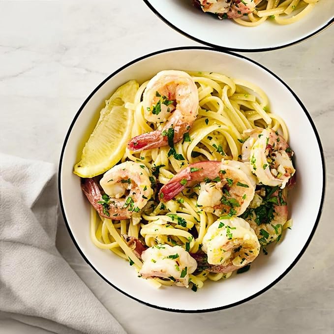 40 oz Large Soup Bowl, Pho Bowls, 7-Inch Rimmed Off-White Porcelain Bowls Set of 4