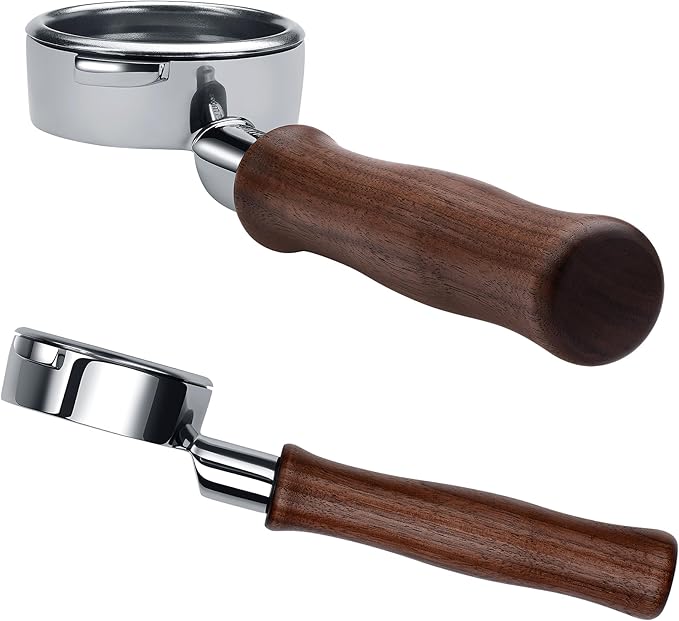 Normcore 58mm Naked Portafilter for Gaggia Classic Pro, Gaggia Carezza, Gaggia Cubika Plus Espresso Machines, Bottomless Portafilter with 18g Basket, Genuine American Walnut Handle