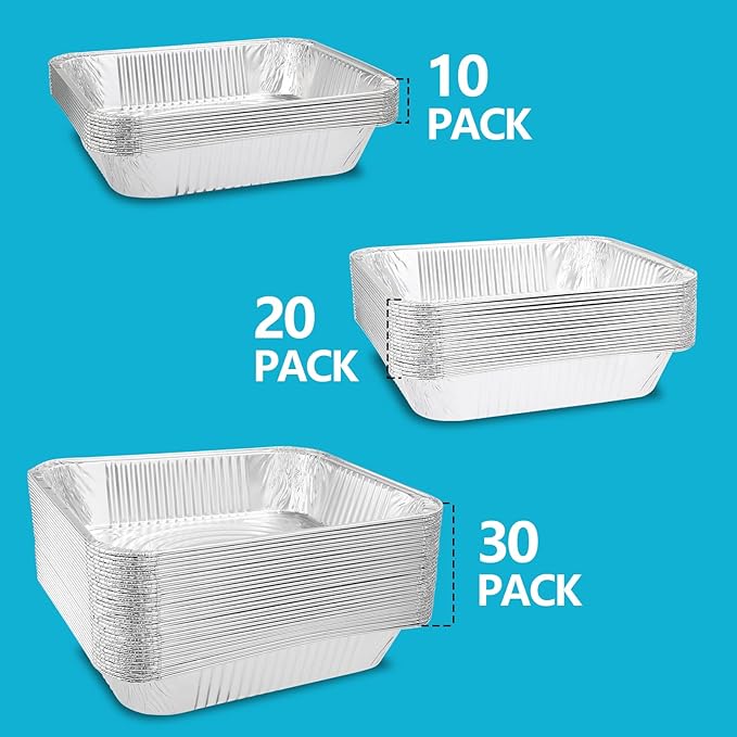 9x13 Thickened Aluminum Foil Pans, 20Pack Extra Deep Disposable Aluminum Pans for Roasting, Baking, Cooking, Food Prep, Chafing, Steam Table, Oven, Cake, and Party Catering.