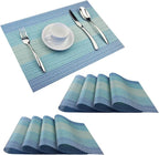 PIGCHCY Placemats Set of 8 Washable Durable Placemat Vinyl Heat Resistant Non-Slip Table Mats Indoor Outdoor (Coastal Blue)