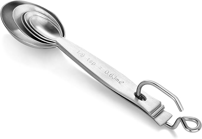 New Star Foodservice 43129 18/8 Stainless Steel Measuring Spoons (Set of 5), Silver