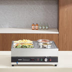 VEVOR Electric Soup Warmer, Two 6.34QT Pots & Three 1/3 Pans, Stainless Steel Commercial Food Warmer with 86~185°F Adjustable Temp, 1500W Bain Marie, Soup Station for Restaurant, Buffet