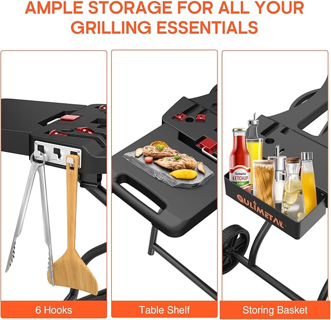 Outdoor Grill Stand for Weber Q1200, Q1000, Q2200, Q2400, Portable Grill Cart for Blackstone 17"& 22" Table Top Griddles, for Weber Grill,Griddle Stand for Blackstone,for Travel and Camping