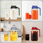 64OZ Mason Jar Pitcher, Blue, 2 Quarts, Leak-Proof Flip Cap Lid, Sturdy Handle, Country Rustic Style