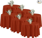 Fitable 6 Pack Rust 108 Inch Round Tablecloths- Stain Resistant and Washable Table Cover, Polyester Fabric Table Cloth for Wedding, Party, Banquet, Formal Events