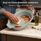 MAGNIFIQUE Casserole Dishes for Oven, 9x12 Porcelain Baking Dish, 4 Quarts Lasagna Pan with Handles, Oven Safe up to 500°F or on Stovetop, Use to Marinate, Cook, Bake, and Serve, Olive