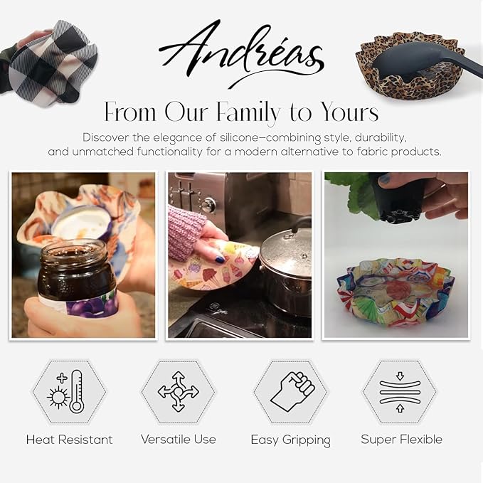 Andreas Silicone JO-62 Non-Slip 6.25" Jar Opener, Easy Lid Opener, Made with Silicone and Fabric, Dishwasher Safe, Garlic Peeler, Birds, 6.25 inch