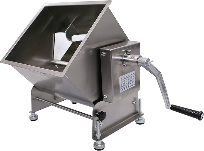 CMI Commercial Stainless Steel Manual Meat Mixers with lid,35Lb/20L Tank,(Mixing Maximum 35-Pound for Meat),Sausage Mixer Machine Meat Processing Equipment (20L/35Lb-Tilt Tank(Gear))