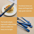 20-Piece Black and Dark Blue Silverware Set 18/0 Stainless Steel Silverware Set Dark Blue Handle Cutlery Set Service for 4 Dinner Knives Forks Spoons Set Flatware Set Finish Dishwasher Safe