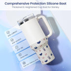 Print Boot for Stanley, Cup Bottom Protector Cover Accessories for Stanley Quencher H2.0 FlowState Tumbler 40oz / Adventure Quencher Tumbler 40oz (Cream)