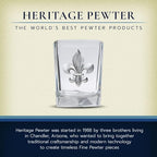 Heritage Pewter Fleur de Lis Square Shot Glass | Hand-Sculpted 1.5 Ounce Shot Glass | Intricately Crafted Metal Pewter Inlay