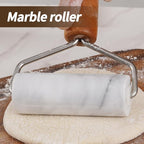 Small Marble Rolling Pin Pizza Roller with Dough Scraper Cutter, Marble Roller Non-Stick T-Type, For Cake Baking Tortilla Fudge Pizza Cookies and Other Kitchen Baking Cooking(White)