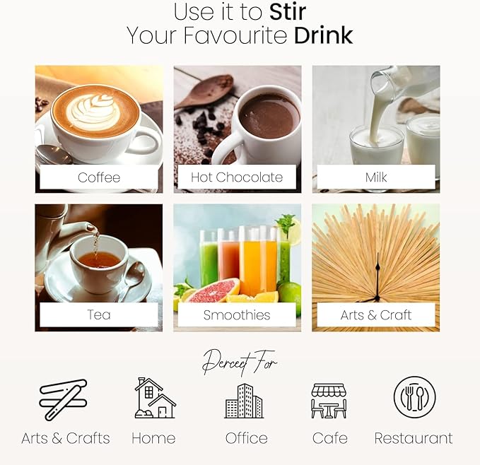 Coffee Stirrers Disposable Wooden Coffee Stir Sticks, 7-inch Large Stir Sticks, 1000 Wooden Coffee Stirrers, Round-End Wooden Stir Sticks for Coffee, Birchwood Swizzle Sticks for Coffee