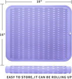 Silicone Dish Drying Mat for Multiple Usage,Easy clean,Eco-friendly,Heat-resistant Silicone Mat for Kitchen Counter or Sink,Refrigerator or Drawer Liner Light Purple XL 18 inches x 16 inches